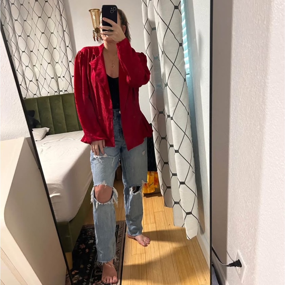 Red Blouse and skirt silk set